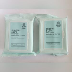 SET of 2- Global Beauty Care Smooth & Lift Collagen Cleansing Cloths
